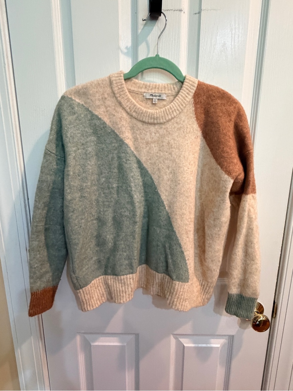 Madewell Crewneck Sweater - Cream with Mint Hanger Accent Size XXS